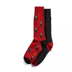 NWT Polo RALPH LAUREN Socks Men’s Martini Polo Bear Set 2 Pair Size 10-13